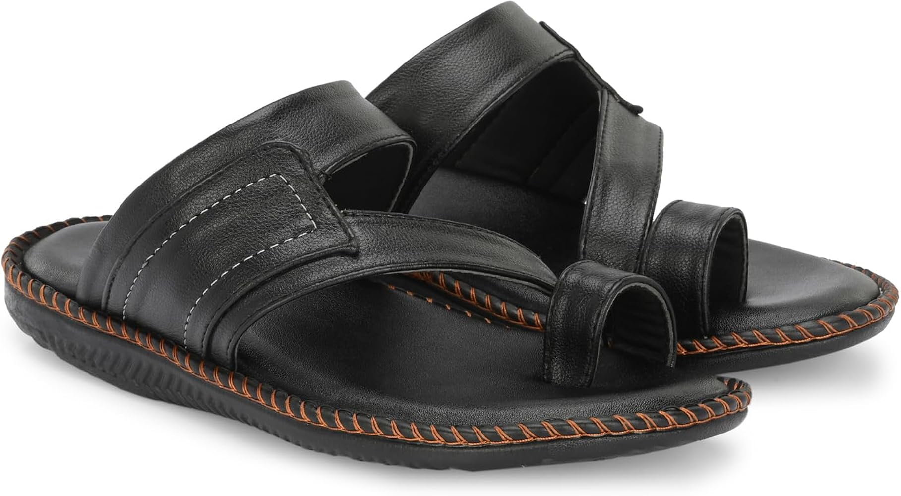 靴  SLIPPER / BLACK Hitz Men's Black Leather Open Toe Comfort Slippers – Hitz Shoes Online